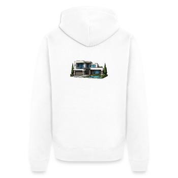 Moderne Villa mit Pool - Unisex Premium Bio Zip Hoodie - Weiß - Hinten - Thijin (182cm)
