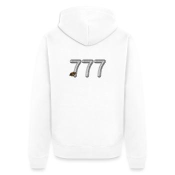 777 Angel Number Silver Glitter with Leopard lips - Unisex Premium Organic Zip Hoodie - white - Back - Thijin (182cm)