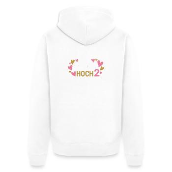 Hoch 2 Herz Zwillinge Zweifache Mutter - Unisex Premium Bio Zip Hoodie - Weiß - Hinten - Thijin (182cm)