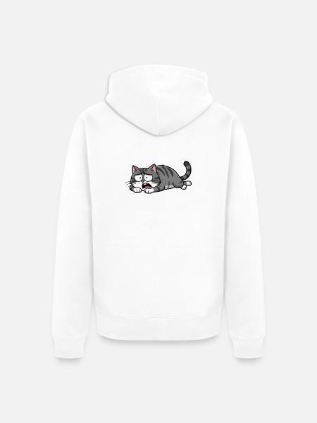 Lustige Katze Tigerkatze Katzenshirt Geschenk - Unisex Premium Bio Zip Hoodie - Weiß