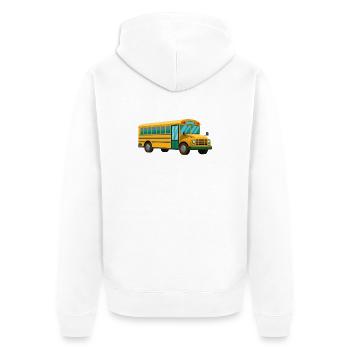 Schulbus - Unisex Premium Bio Zip Hoodie - Weiß - Hinten - Thijin (182cm)