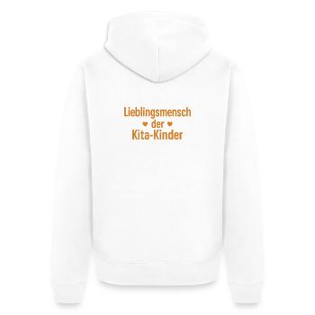 Lieblingsmensch der Kita-Kinder - Unisex Premium Bio Zip Hoodie - Weiß - Hinten - Thijin (182cm)