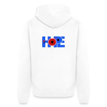 Hope Hoffnung - Unisex Premium Organic Zip Hoodie - white - Back - Thijin (182cm)