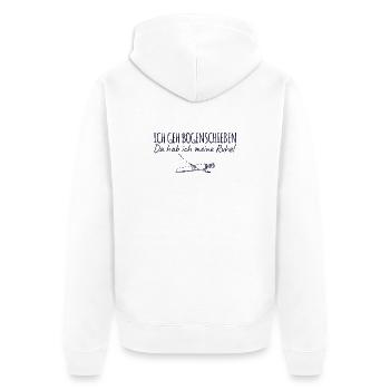 Bogenschießen Da hab ich meine Ruhe - Bogensport - Unisex Premium Bio Zip Hoodie - Weiß - Hinten - Thijin (182cm)