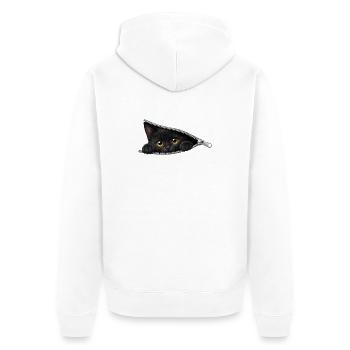 Cute Kitten Zipper Cat - Unisex Premium Organic Zip Hoodie - white - Back - Thijin (182cm)