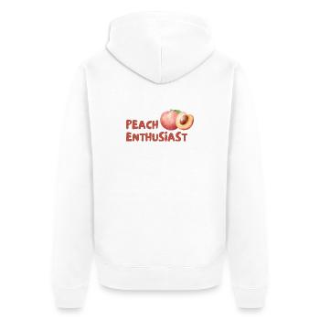 Pfirsich Enthusiast Design - Unisex Premium Bio Zip Hoodie - Weiß - Hinten - Thijin (182cm)