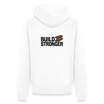 Build Stronger Logo - Unisex Premium Bio Zip Hoodie - Weiß - Hinten - Thijin (182cm)