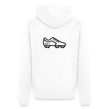 Fußballschuhe - Unisex Premium Bio Zip Hoodie - Weiß - Hinten - Thijin (182cm)