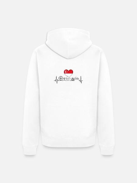 Singapur Skyline Herzschlag Asiatisch - Unisex Premium Bio Zip Hoodie - Weiß