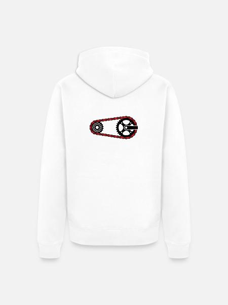 Fahrradkette Zahnkranz Grafik - Unisex Premium Bio Zip Hoodie - Weiß