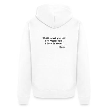 Diese Schmerzen, die du fühlst, sind Boten - Unisex Premium Bio Zip Hoodie - Weiß - Hinten - Thijin (182cm)