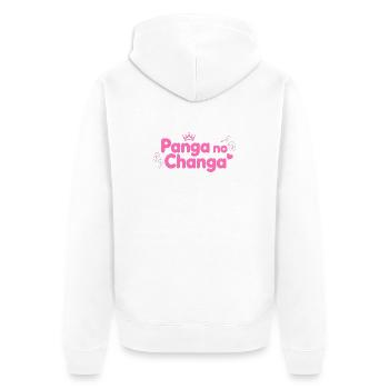 Panga No Changa – Pink Queen Einstellung - Unisex Premium Bio Zip Hoodie - Weiß - Hinten - Thijin (182cm)