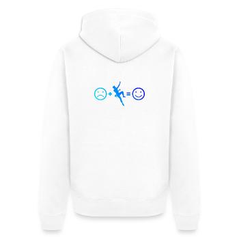Geschenkidee für die Bouldererin mit Sportklettern - Unisex Premium Bio Zip Hoodie - Weiß - Hinten - Thijin (182cm)