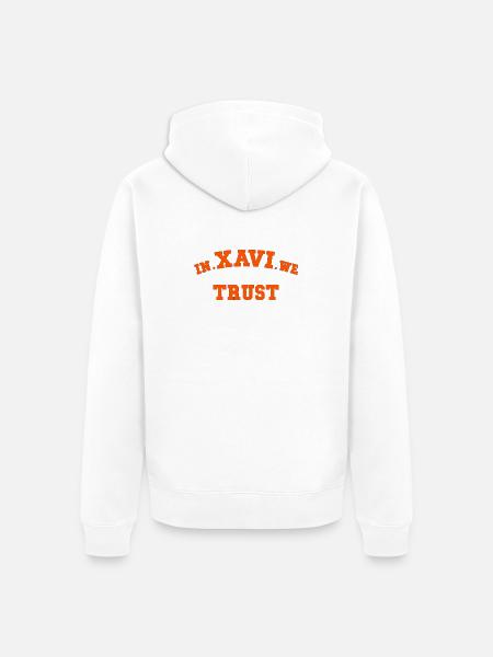 Xavi Wir vertrauen Graphic Tee - Unisex Premium Bio Zip Hoodie - Weiß