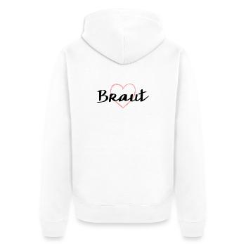 Braut Herz Herzmotiv Junggesellenabschied - Unisex Premium Bio Zip Hoodie - Weiß - Hinten - Thijin (182cm)