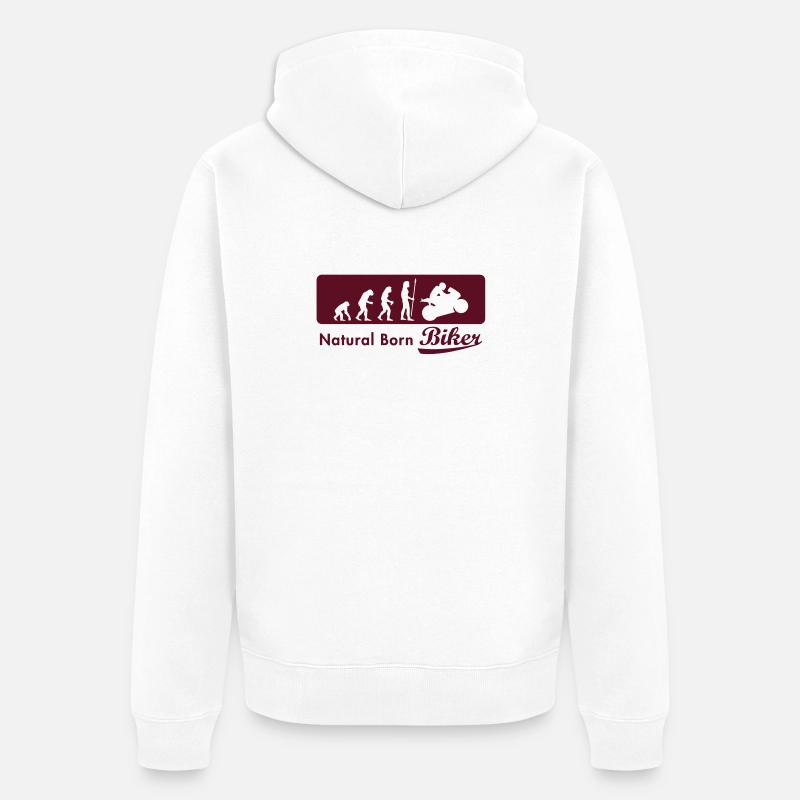 evolution_biker - Unisex Premium Bio Zip Hoodie - Weiß
