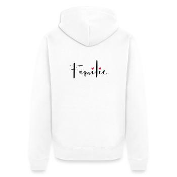 Familie Herz Liebe Geschenkidee - Unisex Premium Bio Zip Hoodie - Weiß - Hinten - Thijin (182cm)