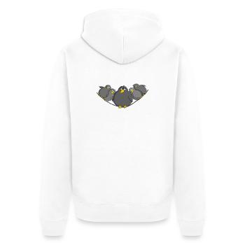 Vogel fett und witzig - Unisex Premium Bio Zip Hoodie - Weiß - Hinten - Thijin (182cm)