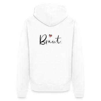 Cadeau de partie de poule coeur de mariée - Veste à capuche bio Premium Unisexe - blanc - Dos - Thijin (182cm)