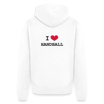 I Love Handball - Unisex Premium Organic Zip Hoodie - white - Back - Thijin (182cm)