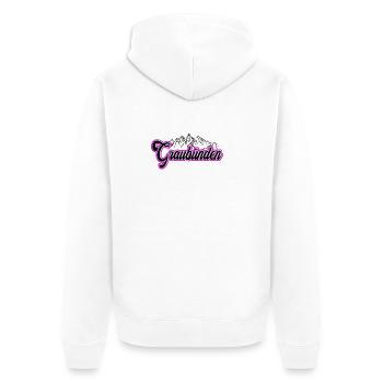 Graubünden Berglandschaft Schrift - Unisex Premium Bio Zip Hoodie - Weiß - Hinten - Thijin (182cm)