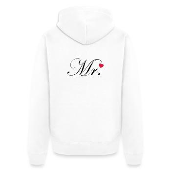 Mr Design Bräutigam Hochzeit Herz Geschenk Paar - Unisex Premium Bio Zip Hoodie - Weiß - Hinten - Thijin (182cm)