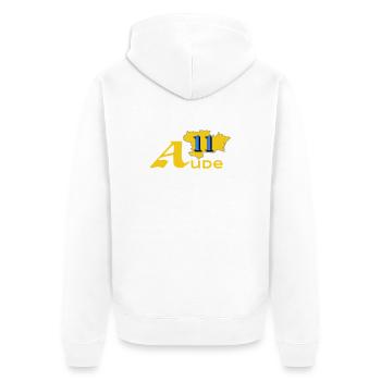 Aude - Unisex Premium Bio Zip Hoodie - Weiß - Hinten - Thijin (182cm)