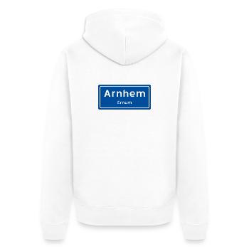 Arnheim Ortsschild - Unisex Premium Bio Zip Hoodie - Weiß - Hinten - Thijin (182cm)