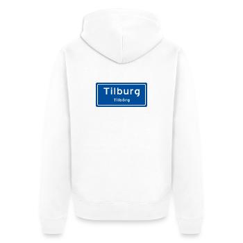 Tilburg Ortsschild - Unisex Premium Bio Zip Hoodie - Weiß - Hinten - Thijin (182cm)