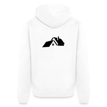 Logo für Haus oder Haus - Unisex Premium Bio Zip Hoodie - Weiß - Hinten - Thijin (182cm)