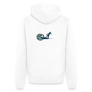SURF over the World - Unisex Premium Organic Zip Hoodie - white - Back - Thijin (182cm)
