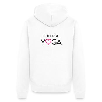 Aber zuerst Yoga - Unisex Premium Bio Zip Hoodie - Weiß - Hinten - Thijin (182cm)