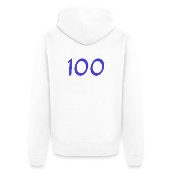 100. 100 JAHRE. 100-JÄHRIGES JUBILÄUM. 100. GEBURTSTAG - Unisex Premium Bio Zip Hoodie - Weiß - Hinten - Thijin (182cm)