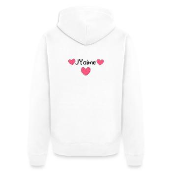 Valentinstag Pink Heart, Valentinstag - Unisex Premium Bio Zip Hoodie - Weiß - Hinten - Thijin (182cm)