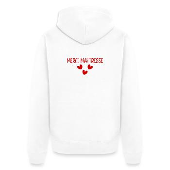 MISTRESS. THANK YOU. THANK YOU MISTRESS - Unisex Premium Organic Zip Hoodie - white - Back - Thijin (182cm)