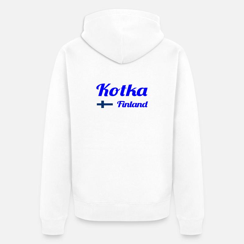 Kotka Finlande - Imprimés élégants - Veste à capuche bio Premium Unisexe - blanc
