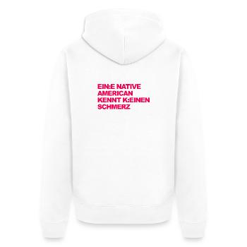 WOKE SATIRE: An Indian knows no pain - Unisex Premium Organic Zip Hoodie - white - Back - Thijin (182cm)