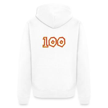 100. 100 JAHRE. 100-JÄHRIGES JUBILÄUM. GEBURTSTAG 100 - Unisex Premium Bio Zip Hoodie - Weiß - Hinten - Thijin (182cm)