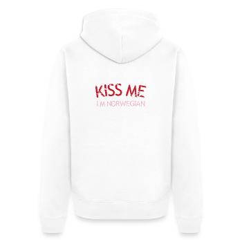 Kiss Me I'm Norwegian - Unisex Premium Organic Zip Hoodie - white - Back - Thijin (182cm)