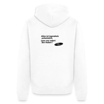 Sex aus Horrorfilmen gelernt - Unisex Premium Bio Zip Hoodie - Weiß - Hinten - Thijin (182cm)