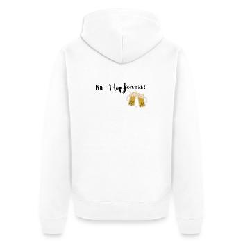 Na Hopfen tlich! Lustiges Bier-Motiv - Unisex Premium Bio Zip Hoodie - Weiß - Hinten - Thijin (182cm)