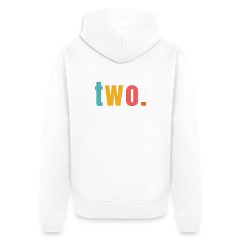 Two Zwei Jahre 2. Geburtstag Text Schrift Bunt - Unisex Premium Bio Zip Hoodie - Weiß - Hinten - Thijin (182cm)