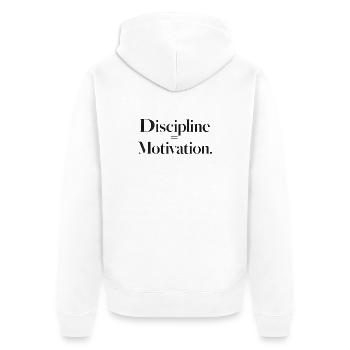Discipline Motivation Typography - Unisex Premium Organic Zip Hoodie - white - Back - Thijin (182cm)