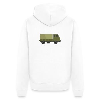 Militär-LKW - Unisex Premium Bio Zip Hoodie - Weiß - Hinten - Thijin (182cm)