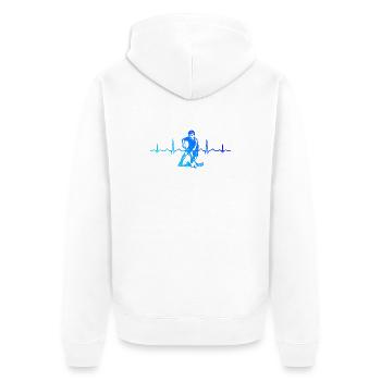 Un motif de floorball clair pour chaque jour - Veste à capuche bio Premium Unisexe - blanc - Dos - Thijin (182cm)