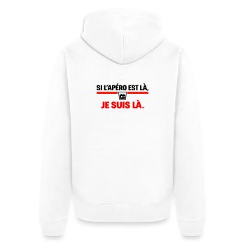 Wenn der Aperitif da ist, bin ich dabei, Humor - Unisex Premium Bio Zip Hoodie - Weiß - Hinten - Thijin (182cm)
