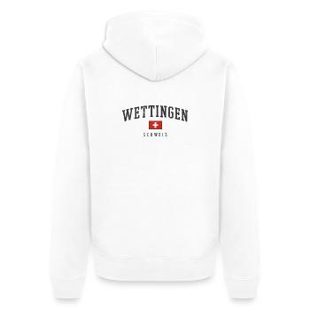 Wettingen – Schweizer Identität aus dem Aargau - Unisex Premium Bio Zip Hoodie - Weiß - Hinten - Thijin (182cm)