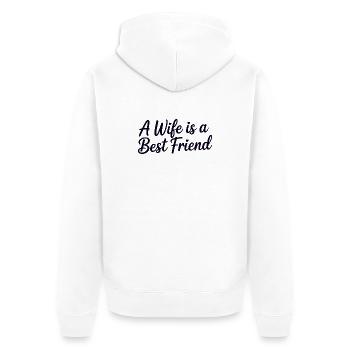 Meine Frau ist eine beste Freundin - Unisex Premium Bio Zip Hoodie - Weiß - Hinten - Thijin (182cm)