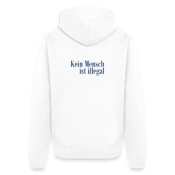 Kein Mensch ist illegal - Migration - Illegalität - Unisex Premium Bio Zip Hoodie - Weiß - Hinten - Thijin (182cm)