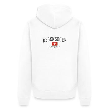 Regensdorf Schweiz Vintage Emblem - Unisex Premium Bio Zip Hoodie - Weiß - Hinten - Thijin (182cm)